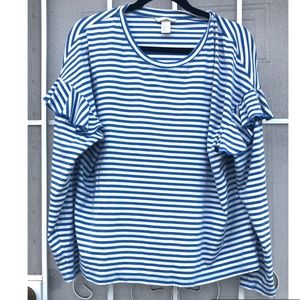 H&M Blue and White Striped Top EUC